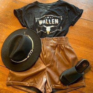 Faux Brown Leather Shorts